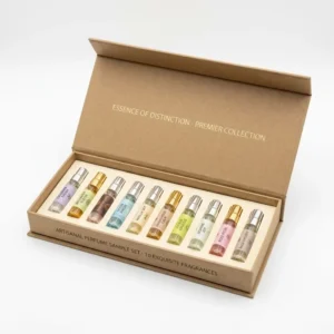 Magnetic Lid Rigid Rectangular Kraft Paper Box with Gold Foil for Cosmetics, Lab Supplies, and Perfume