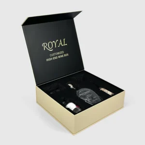 Magnetic Rigid Waterproof Paper Wine Vodka Gift Box with Matt Lamination, Custom Logo