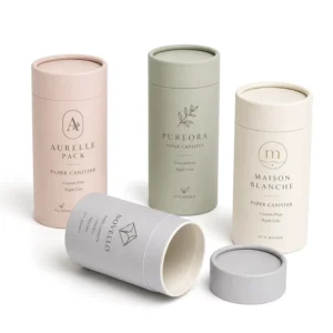Manufacturer Biodegradable Rigid Paper Canister Custom Cardboard Cylinder Packaging