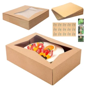 Manufacturer Clear Window Folding Gift Paper Box with Embossing and Matte Lamination for Cake and Sushi Packaging