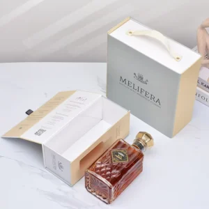 Manufacturer Custom Biodegradable Rigid Paper Folding Wine and Whisky Gift Box with Embossing for Liquor Bottles