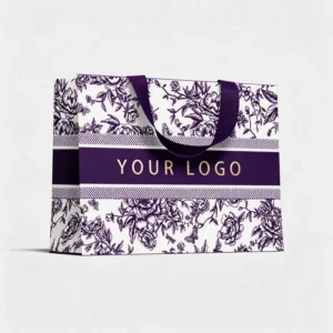 Manufacturer Custom Recyclable Kraft Paper Bag with Inner Belt, 190-230gsm White Card, Hidden Ribbon Handle and Custom Logo