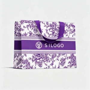 Manufacturer Custom Recyclable Paper Tote with Inner Belt, 190-230gsm White Card, Hidden Ribbon Handle and Custom Logo