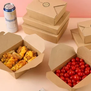 Manufacturer Disposable Biodegradable Custom Kraft Paper Takeout Bento Lunch Food Packaging Boxes