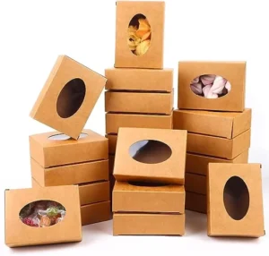 Manufacturer Recyclable Custom Brown Kraft Paper Box with Window for Cookies and Bread