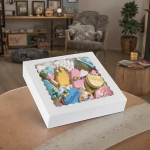 Manufacturer Supply Food-Grade Cake Packaging Box, Eco-Friendly White Cardboard with Transparent Window