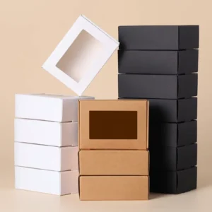 Manufacturer White and Black Recycled Cardboard Kraft Paper Window Box Sponge for Candy, Cookie, and Soap