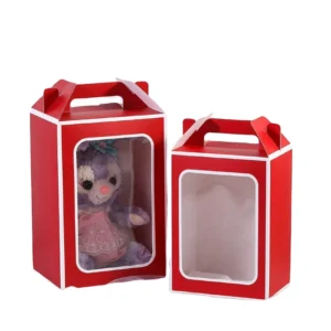 Manufacturer Window Storage Paper Gift Box with UV Coating, Glossy Lamination, Embossed Design and Portable Handle