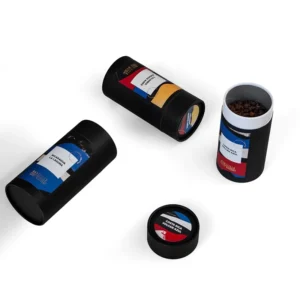 Matte Black Airtight Food-Grade Cardboard Paper Tube Canister for Coffee Beans and Candy