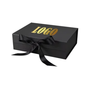Matte Black Magnetic Foldable Kraft Paper Clothing Gift Boxes with UV Coating, Embossing, and Recycled Materials