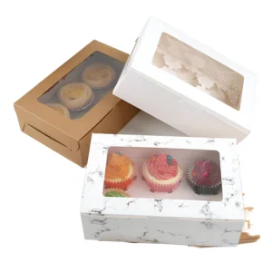 Matte Laminated Kraft Paper Box with Transparent Window, Food-Grade Bakery, Cupcake, and Dessert Packaging, Custom Size