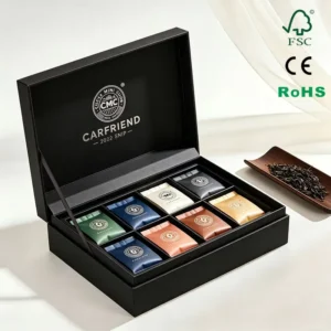Matte Lamination Magnetic Flap Rigid Paper Box for Silk Scarf Packaging, Tea Business Souvenir Gift Box with Divider