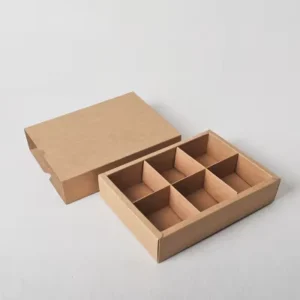 Matte Varnish Kraft Cardboard Divided Chocolate Food Box, Customized Size
