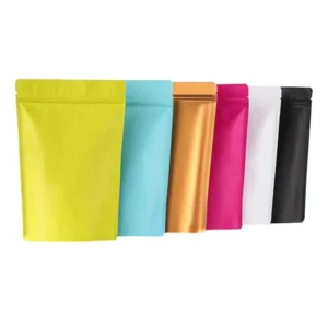 Matte Waterproof Disposable PE Stand-Up Pouch with Zip Lock and Black Zipper for Pet Food, Custom Printed