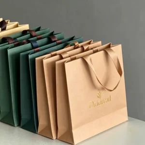 Matte White Card Paper Bag with Custom Logo, 6-9 kg Capacity, and Reusable Handle