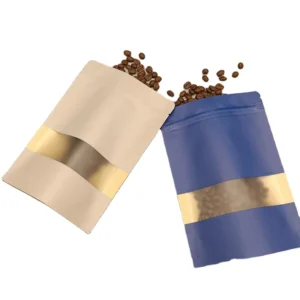 Matte Window Kraft Paper Zip Lock Stand up Pouches Coffee Food 9*14+3 Packaging Kraft Paper Packing Bags in Different Colors