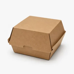 Microwavable Natural Kraft Burger Paper Box for Takeaway Delivery