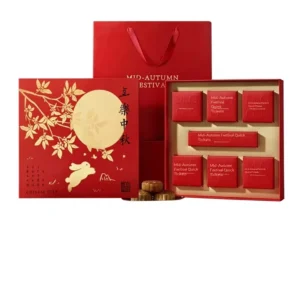 Mid-Autumn Festival Custom Mooncake Gift Box with Lid-and-Base Design, Portable Folding Paper and Corrugated Box