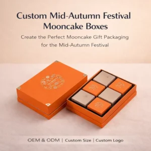 Mid-Autumn Festival Mooncake Gift Box, Eco-Friendly Recyclable Recycled Materials, Custom Logo, Hot Stamping, Embossed