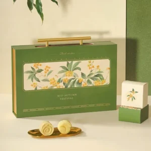 Mid Autumn Festival Mooncake Packaging Box 8 Pick Cake Box Hard Empty Green Gift Box With Handle