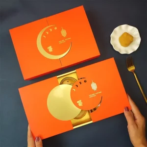 Mid-Autumn Festival Mooncake Packaging Gift Box Custom Simple Design Paper Cardboard Embossing Matte Lamination Sponge