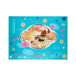 Mid-Autumn Mooncake Gift, Book and Food Box, 8-Pack, Food-Grade Gray Board Paper
