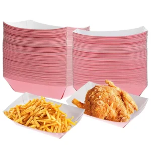 Mini Disposable Food Trays, Full-Color Food Grade Kraft Paper, Oil Resistant, Matt Lamination and UV Finish
