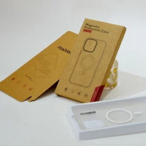 Minimalist White Cardboard Phone Case Gift Box with Double-Stripe Decorative Printing for Retail Counter Display