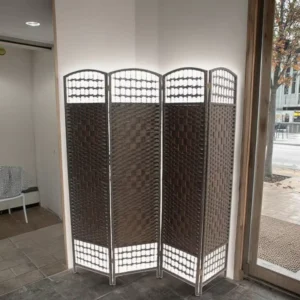 Modern Large Movable Folding Screen Brown Paper Handwoven Room Divider with 4 Panels