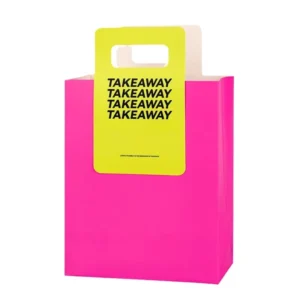 Modern Takeaway Food Packaging Paper Bag with Rigid Handle Design for Bakery Cafe Restaurant Use