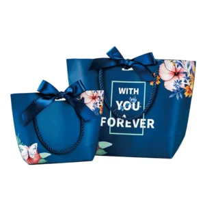 Modern and Elegant Eco Friendly Promotional Blue Jewelry Packaging Gift Bag with Lamination for Supermarket Use