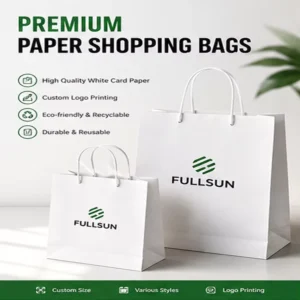 Moisture-Proof Waterproof Reusable White Card Paper Bags with Custom Logo for Clothing and Retail Gift Packaging