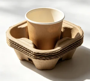 Molded Pulp Drink Carrier Tray, 2-Pack or 4-Pack, Coffee Cup Holder