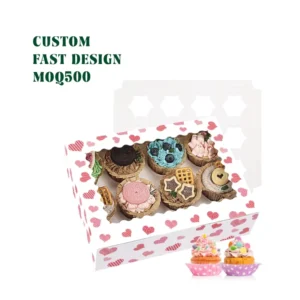Mooncake Candle Window Paper Dessert Box, Gold, Foldable