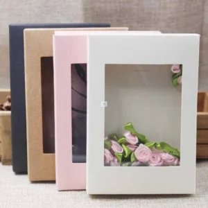 Multi Color Candy Favor Kraft Paper Gift Box with Clear PVC Window
