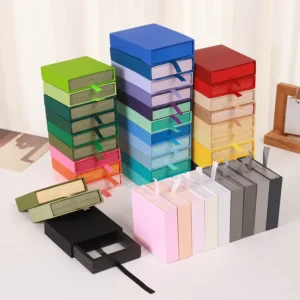 Multi-Color Drawer Jewelry Box with Ribbon Pull Tab for Ring Earring Pendant and Watch Packaging
