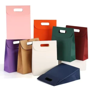 Multi Color Glossy Finish Paper Shopping Bags with Die Cut Handles FREE SAMPLE Service for Retail Gift Packaging