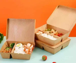 Multi-Compartment Disposable Kraft Paper Fast Food Box