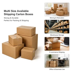 Multi-Size Corrugated Cardboard Shipping Boxes for Packing and Mailing