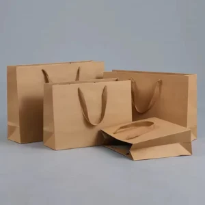 Multi-Size Custom Logo Brown Kraft Paper Shopping Bag with Handles for Retail and Gifts