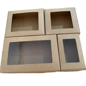 Multi-Size Kraft Paper Gift Box with Clear PVC Window for Soap, Food, and Wig Packaging