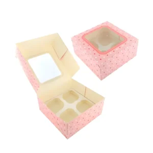 Multi-size Foldable Food Paper Scalloped Window Removable Cupcake Divider Bakery Cake Box