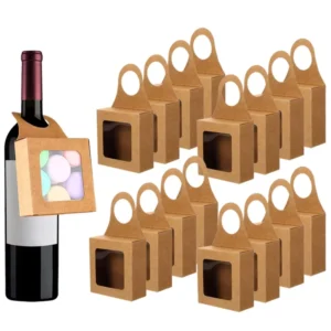 Natural Brown Kraft Paper Box with Clear PVC Window and Hanger for Hair Bundles