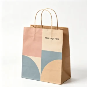 Natural Recyclable Kraft Paper Carry Bag with Paper Twisted Handle for Cafe Takeaway Bakery Bread and Daily Snack Packing