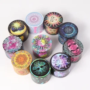 New Arrivals 50mm Full Printing 4 Layers Zinc Alloy Metal Herb Grinder Dry Tobacco Crusher Spice Grinder
