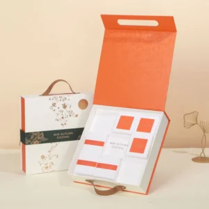 New-Design Luxury Mooncake Dessert Cookie Food Gift Box Custom Paper Bag with Handle, Ribbon, Embossed Printing