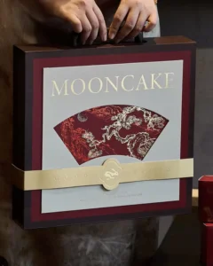 New Eco Friendly Recycled Materials Mooncake Gift Box with UV Finish Pine and Cypress Wood Grain Handheld Hard Box