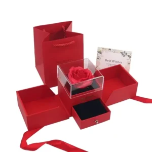 New Product Hot Selling Red Acrylic Square Soap Rose Gift Box for Valentine’s Day & Mother’s Day Modern Luxury Eco-Friendly