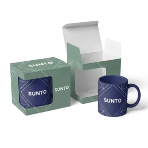 Nordic Macaron Pastel Green Mug Packaging Box, Minimalist Rigid Gift Box with Handle for Coffee and Tea Cups