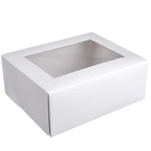 OEM Custom Logo Printed Food Grade White Cardboard Pastry Cake Box with Clear Window